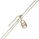 【中古】 NINA RICCI ニナリッチ ロゴ ラインストーン ネックレス ゴールド×シルバー×クリア 首周り約43cm トップ:全長30×幅13(mm) 重量約6.8g NT Bランク(4)