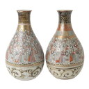 【中古】 九谷 石田製 徳利 とっくり 2個セット 胴径約7×高さ約14(cm) NT BCランク