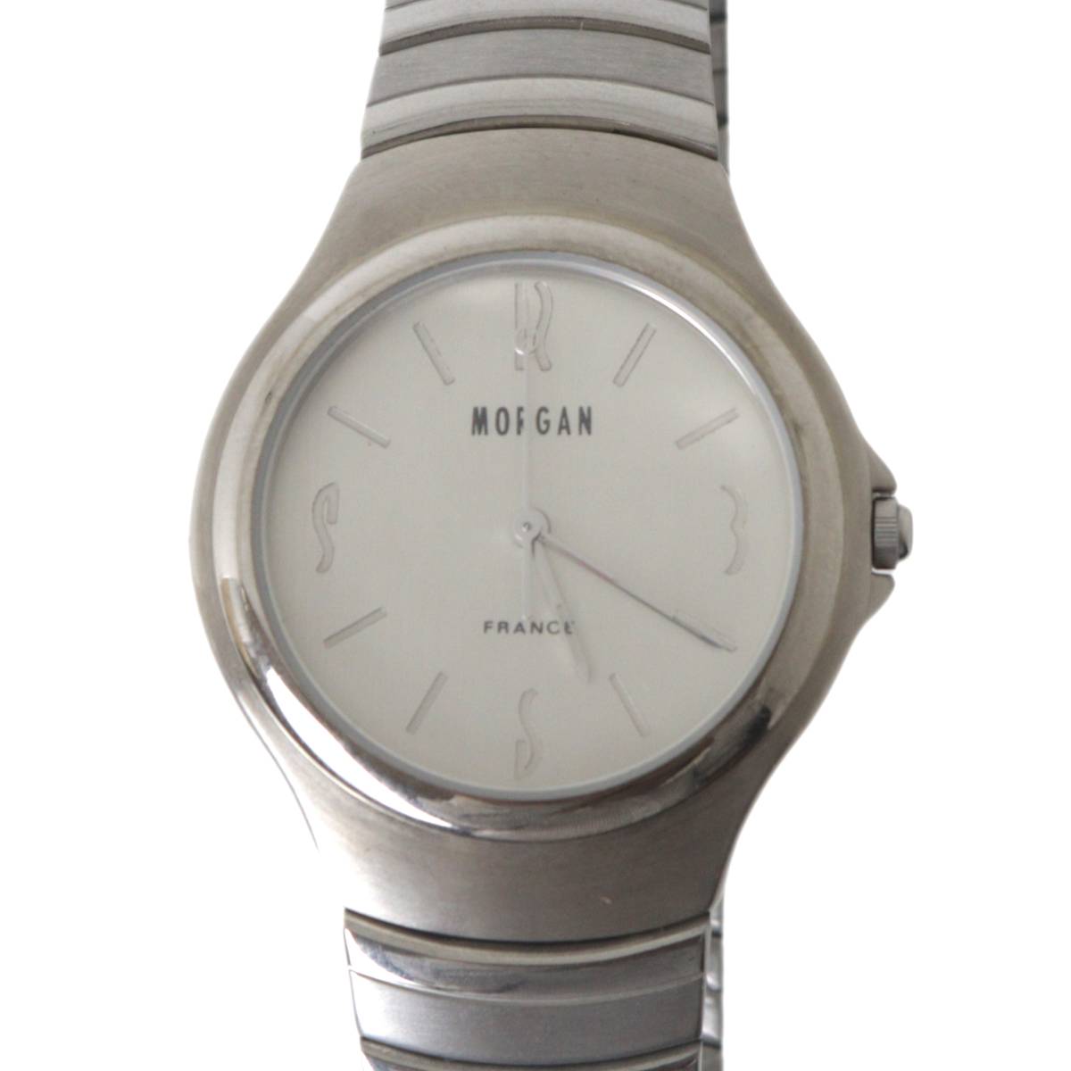 【中古】 MORGAN メンズクォーツ 腕時計 ステンレススティール M047 箱、説明書 NT 美品 ABランク