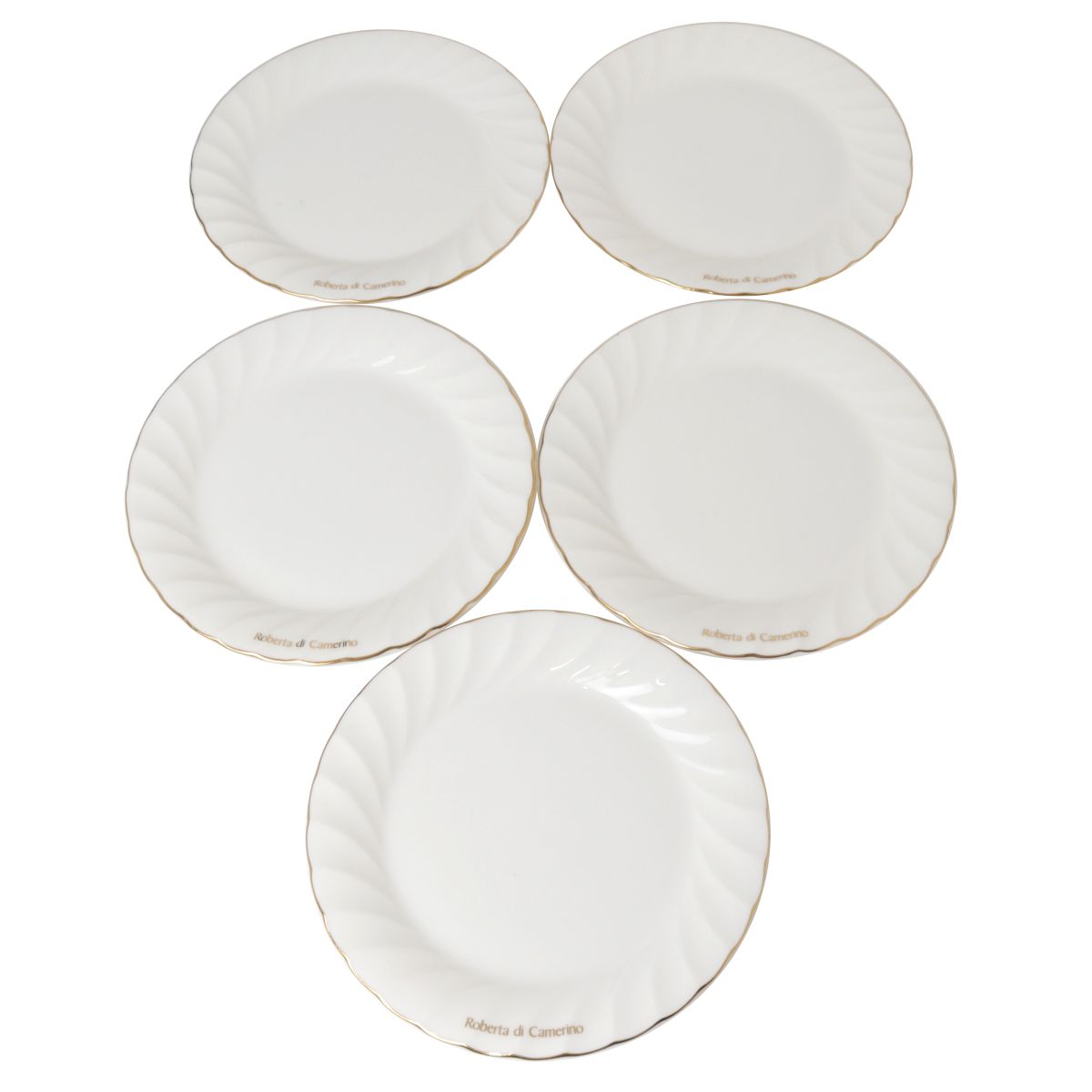 Rakuten - 【中古】 Roberta di Camerino ロベルタ ディ カメリーノ デザートプレート 5枚セット ホワイト×金彩 直径約16.8cm NT BCランク
