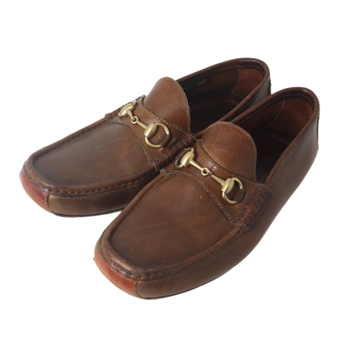 【中古】 GUCCI グッチ ホースビット レザー ローファー メンズ ブラウン 1101344 表記サイズ42M 日本サイズ約26.5~27cm NT Bラン...