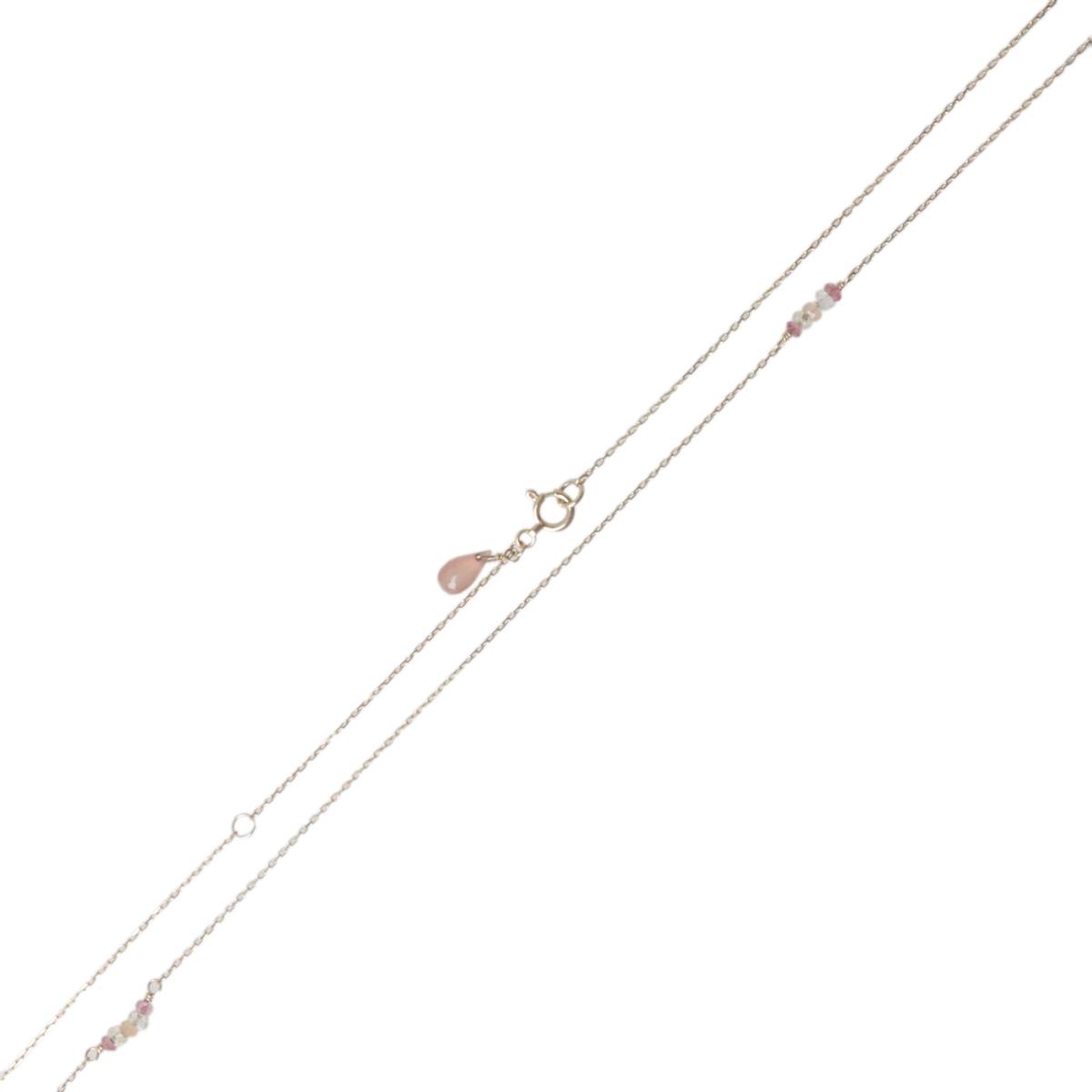Rakuten - 【中古】 カラーストーン ステーションネックレス 小豆チェーン K10YG 10金×カラーストーン 首周り約69.5cm 重量約1.7g NT 美品 ABランク