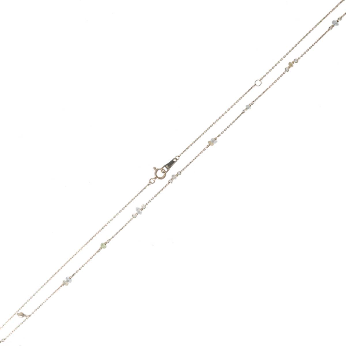 Rakuten - 【中古】 nojess ノジェス カラーストーン ステーションネックレス 小豆チェーン K10YG 10金×カラーストーン 首周り約45cm 重量約1.3g NT 美品 ABランク