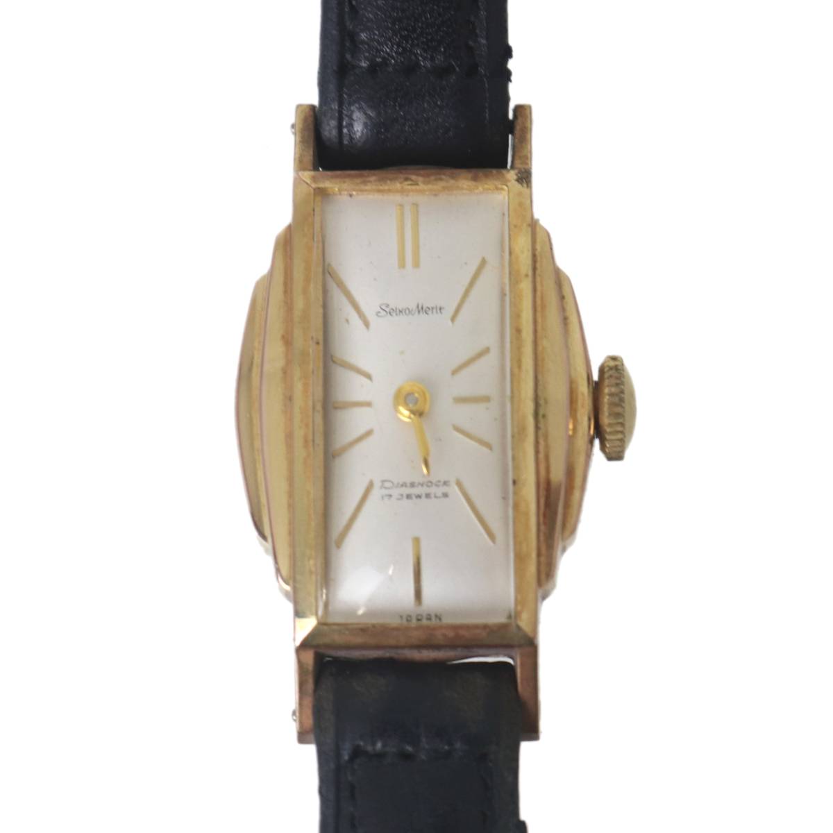 Rakuten - 【中古】 SEIKO セイコー merit メリット レディース 手巻き 腕時計 DIASHOCK 17JEWELS ゴールド×ブラック 5257 腕回り約14~17.5cm NT BCランク