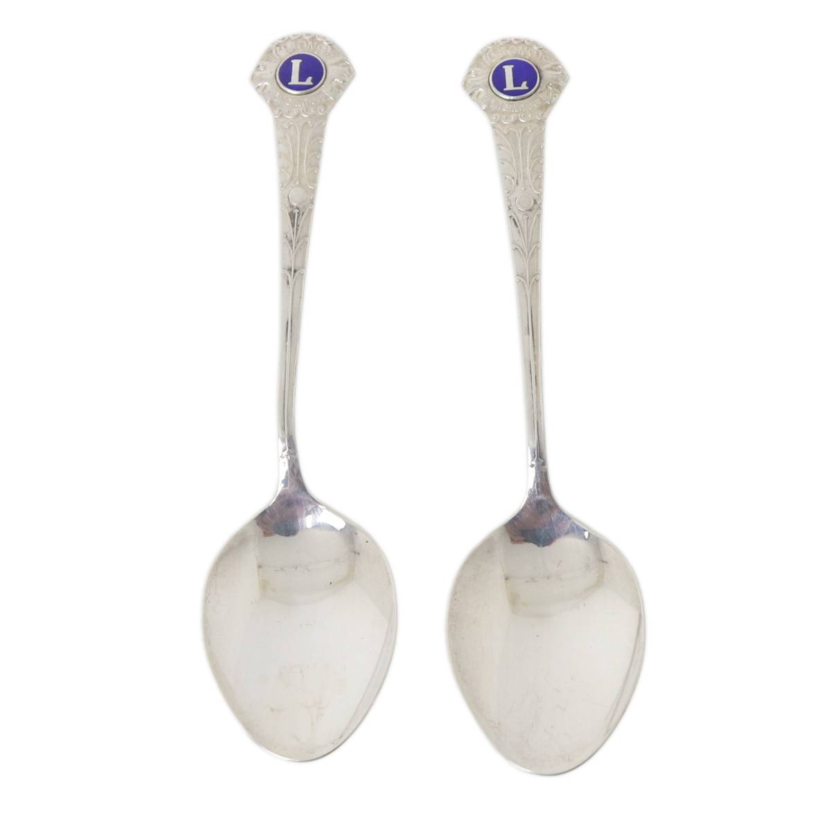 【中古】 LIONS ライオンズクラブ 銀製スプーン 2本 銀製刻印(比重10.3) 全長11cm 重量10.8g(2本計21.7..