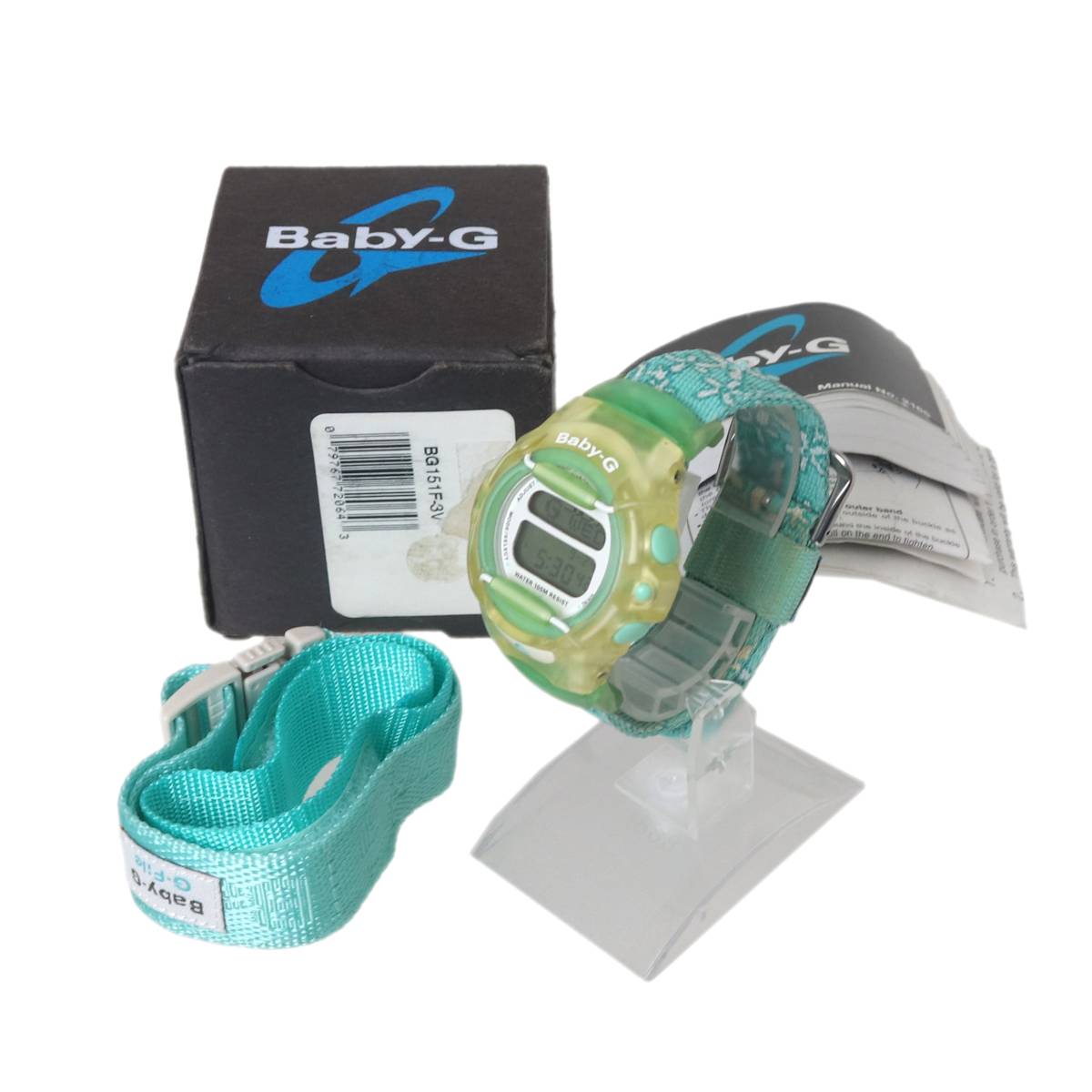 【中古】 CASIO カシオ BABY-G 腕時計 BG151 ミントグリーン 専用箱、替えベルト、保証書 NT Bランク