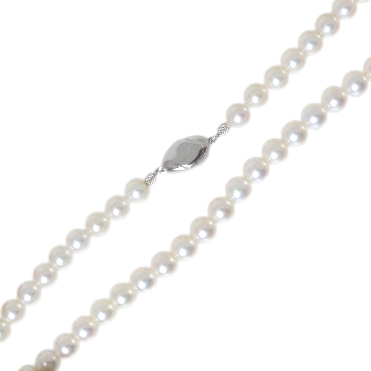 Rakuten - 【中古】 パールネックレス 本真珠×金具SILVER グリーン系ホワイト 首回り約38.5cm 真珠7~7.2mm珠 重量約29.5g NT ABランク