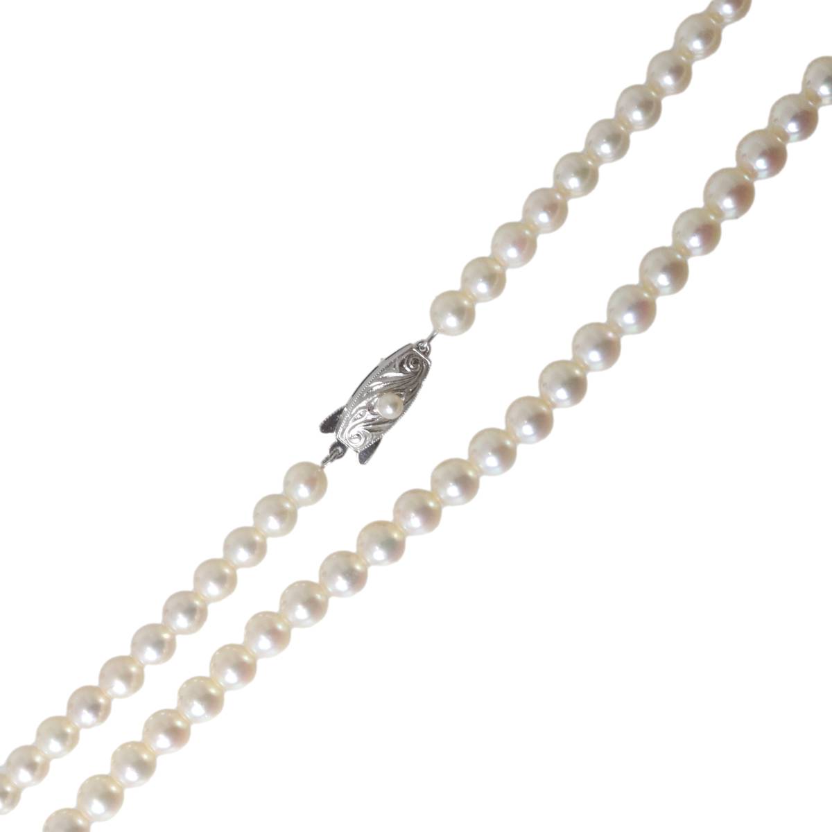 Rakuten - 【中古】 田崎真珠 パールネックレス ロングネックレス 旧刻印 ヴィンテージ 本真珠×金具SILVER 首回り約108cm 真珠5.4~6.0mm珠 重量約51.7g NT Bランク
