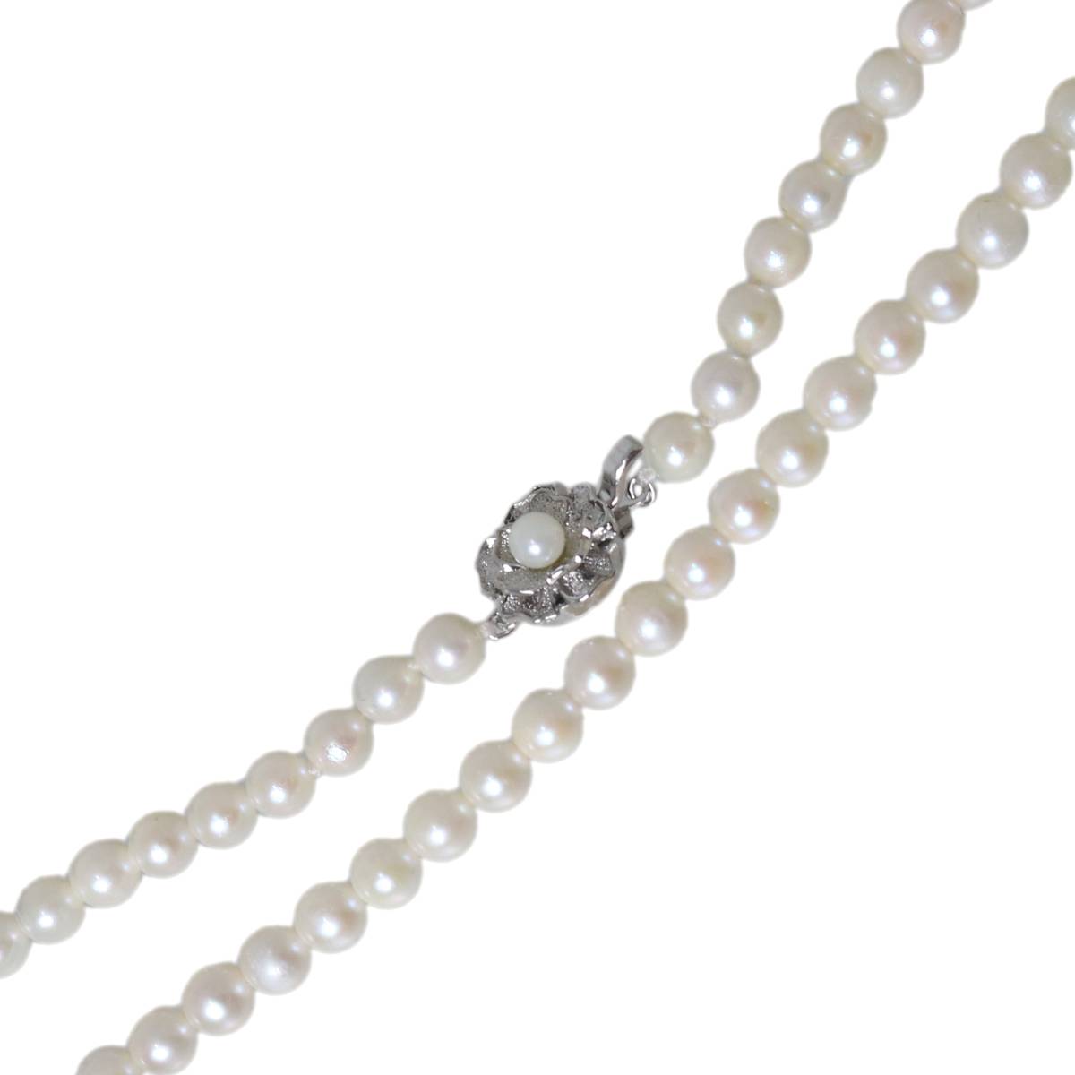 乐天商城 - 【中古】 パールネックレス 本真珠×金具SILVER ライトベージュ 箱、保証書 首回り約40.5cm パール6.0-6.3mm珠 重量約24.2g NT Bランク