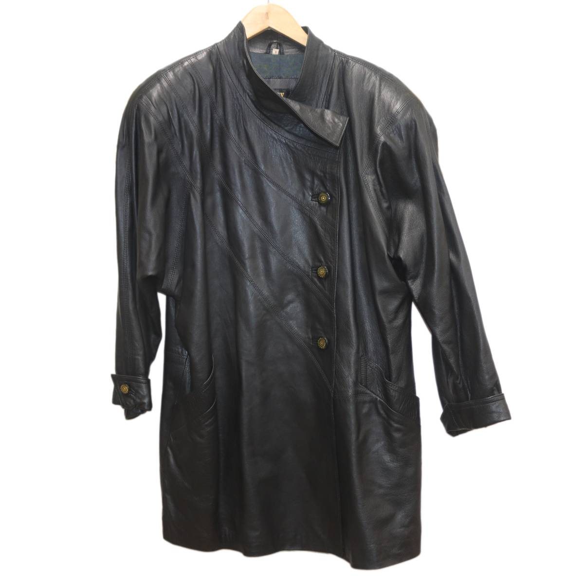 Rakuten - 【中古】 LUCY ラムレザー コート 本革 表地：シープナッパ 裏地：ポリエステル100％ ブラック 9号 NT Bランク