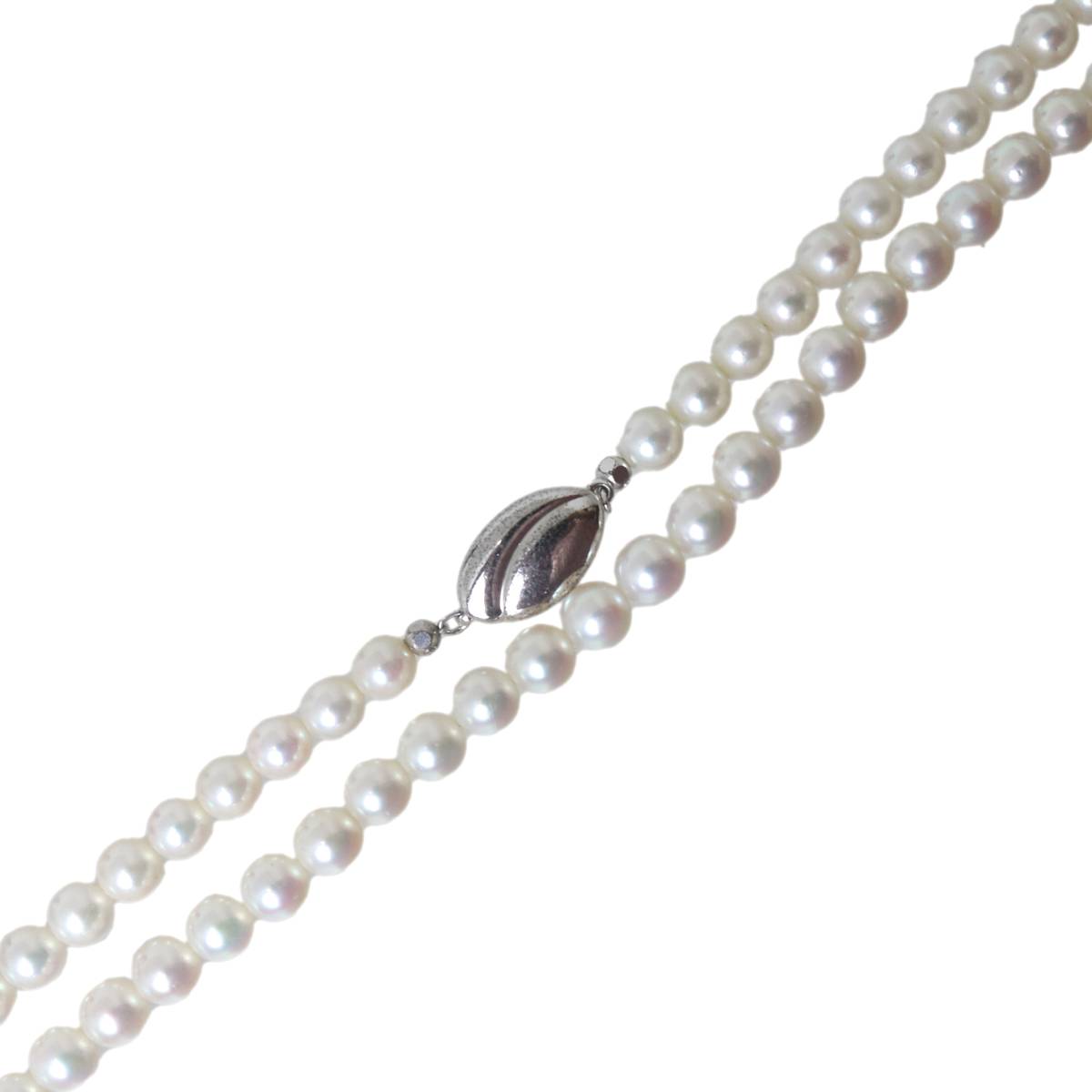 Rakuten - 【中古】 パールネックレス 本真珠×金具SILVER グリーン系ホワイト 首周り約47.5cm パール：5.9~6.2mm 重量約27.5g NT Bランク