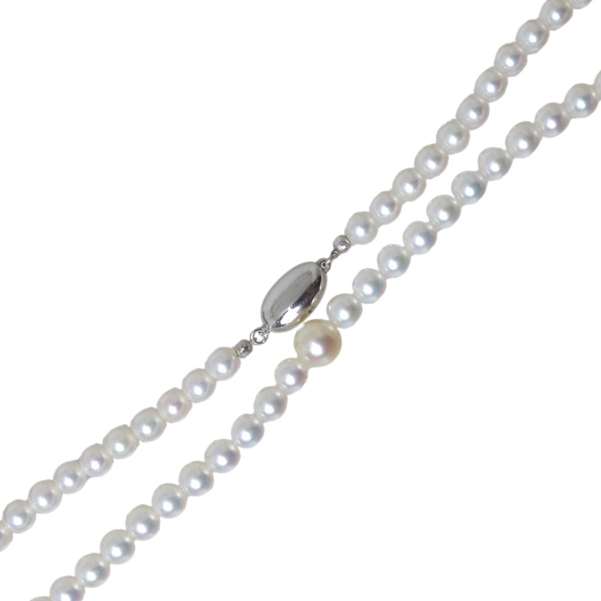 Rakuten - 【中古】 パールネックレス 本真珠×金具SILVER グリーン系ホワイト、ベージュ 首周り約44.5cm パール：5.9~8.6mm 重量約27.0g NT Bランク