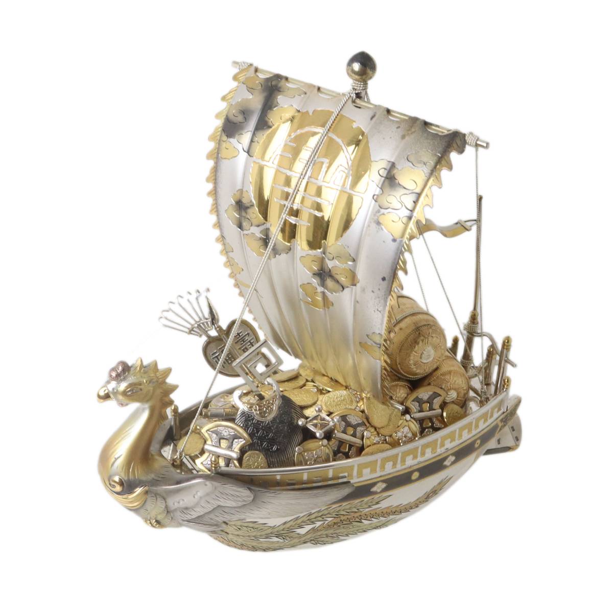 Rakuten - 【中古】銀製 鳳凰 宝船 490g 銀製(STERLING960?) 幅6×奥行17×高さ17(cm) 重量約490g NT Bランク