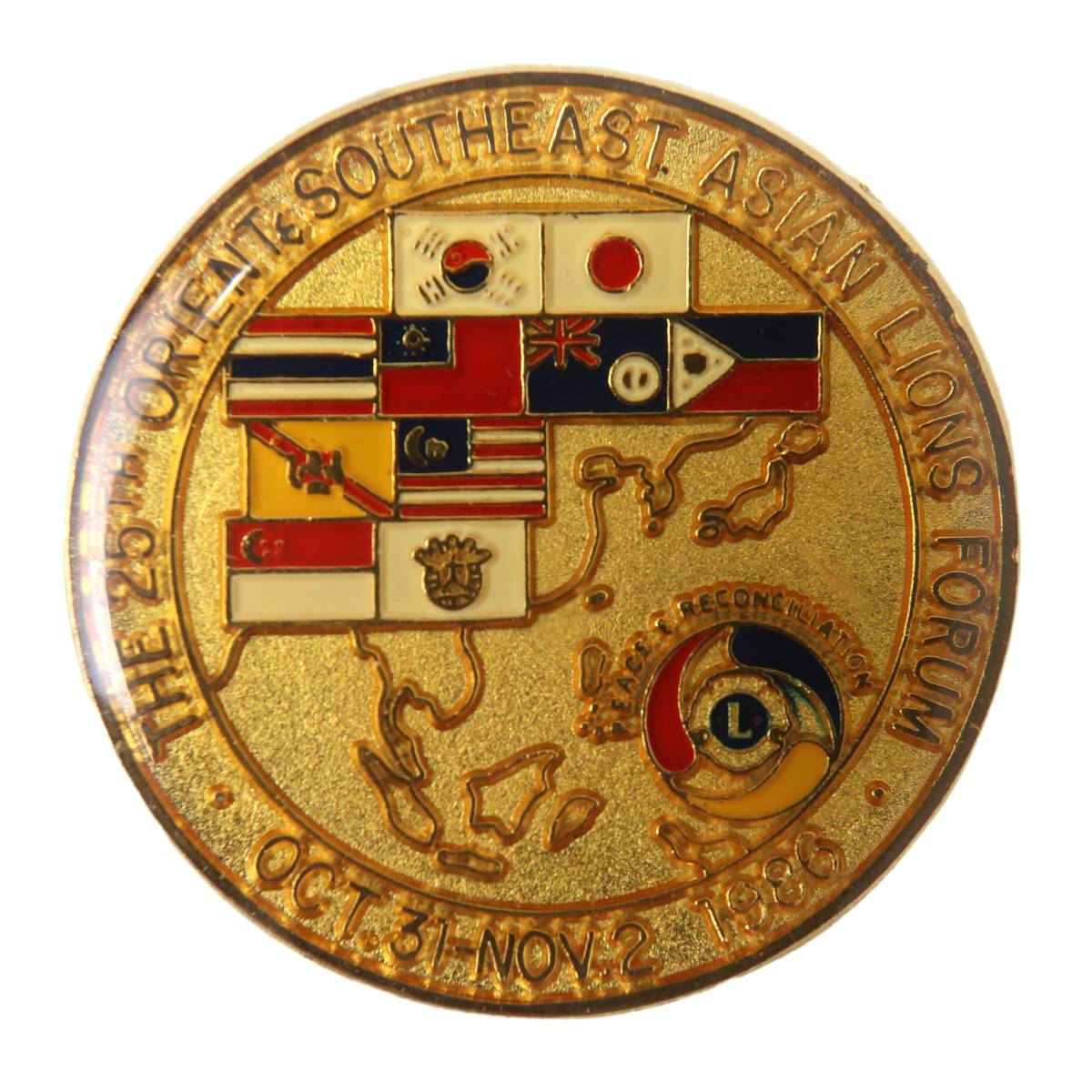 ����š� LIONS CLUB �饤���󥺥���� �Хå� ��25����������饤���󥺥ե������ 1986 ľ��42mm NT B���