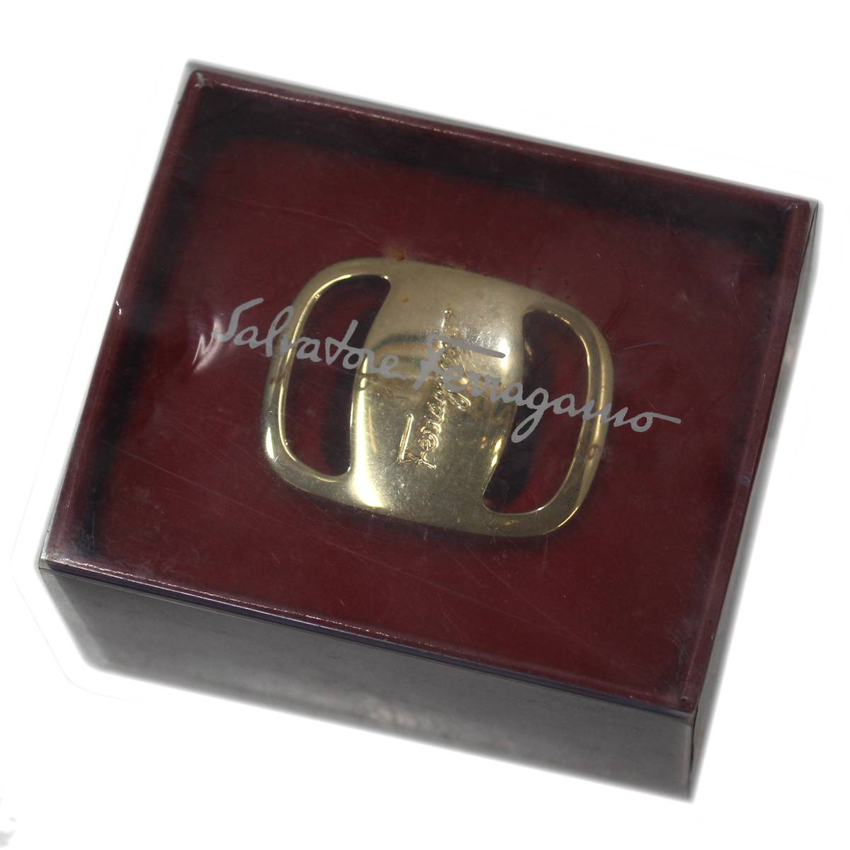 【中古】 Ferragamo/フェラガモ スカーフリング ゴールド 箱付き ES Bランク