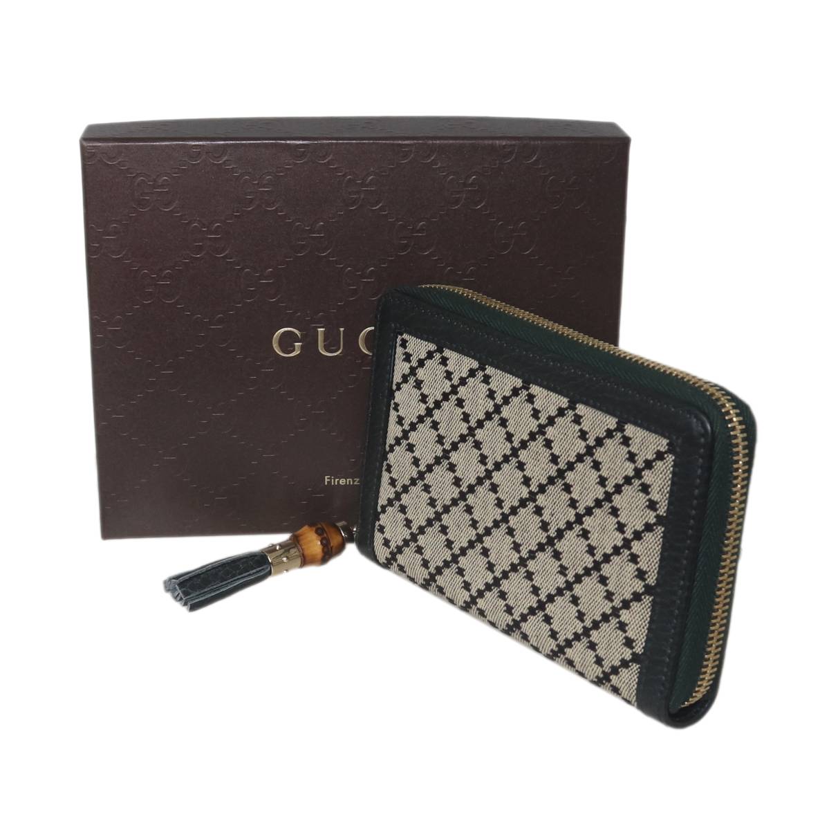Rakuten - 【中古】 GUCCI/グッチ ディアマンテラウンドファスナー財布 ベージュ×ブラック 224256 ES Bランク