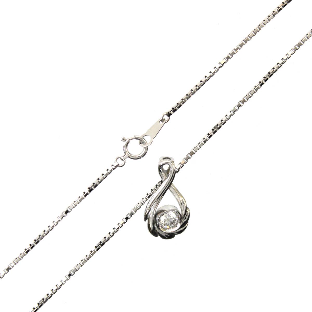 Diamond - 【中古】 Pt900 プラチナ ダイヤ ペンダントトップ 0.37ct刻印 Pt850ベネチアンネックレス 首周り45cm ES 磨き仕上げ品 Aランク