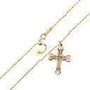 【中古】 36石 0.36ct ダイヤモンド クロス 十字架 ペンダントネックレス カッティングシリンダーチェーン K18/18金 イエローゴールド NT-es Bランク(4)