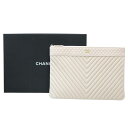 【中古】 CHANEL/シャネル Vステッチ クラッチバッグ ソフトキャビアスキン ライトブラウン 24895756 FS ABランク