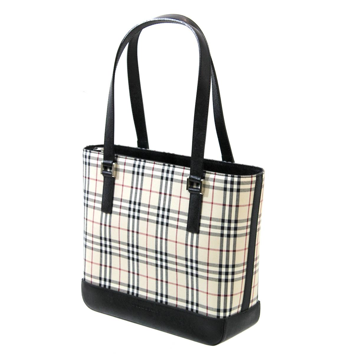 【中古】 Burberry/バーバリー ノバチェック ファスナートートバッグ ハンドバッグ FS ABランク