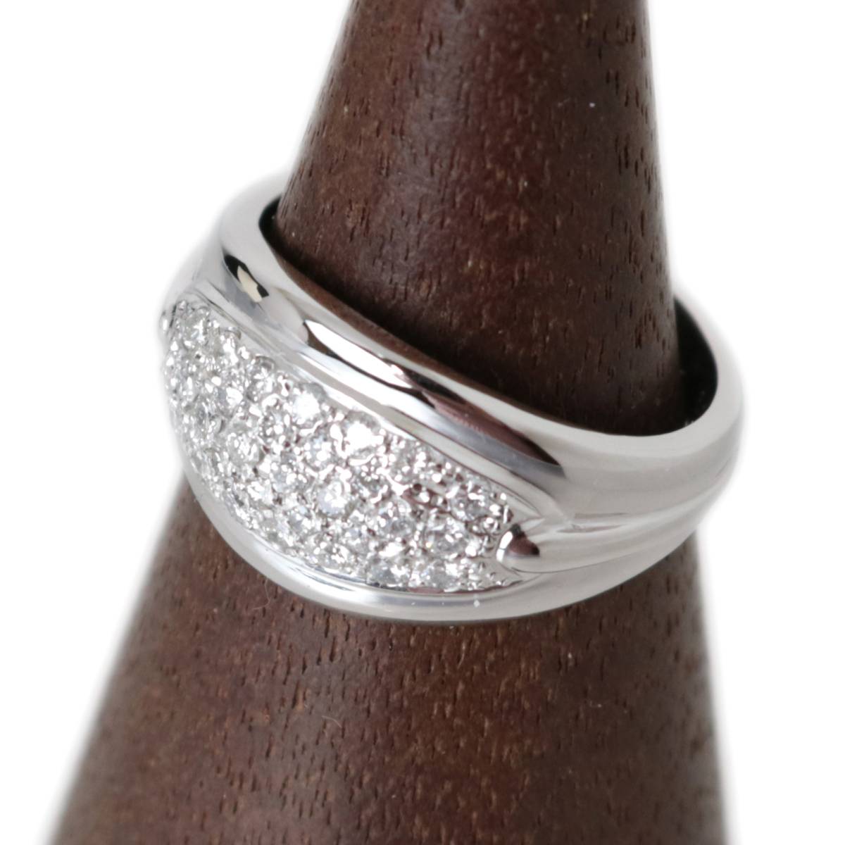 【中古】 Pt900/プラチナ ダイヤリング 12号 D0.39刻印 HO 磨き仕上げ品 Aランク