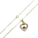 【中古】 K18 ルビー/ダイヤモンド ハートモチーフ ペンダントネックレス R0.75ct D0.59ct K18YG/イエローゴールド 11.8g 約50cm HO 磨き仕上げ品 Aランク(4)