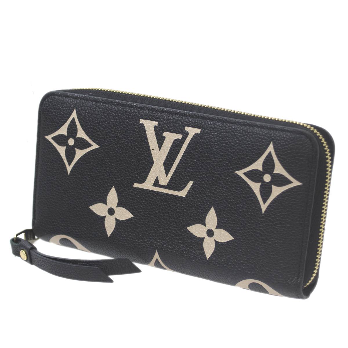 Rakuten - 【中古】 LOUIS VUITTON/ルイヴィトン ジッピーウォレット ラウンドファスナー モノグラム・アンプラント ブラック×ベージュ M80481 NFCタグ IS Bランク