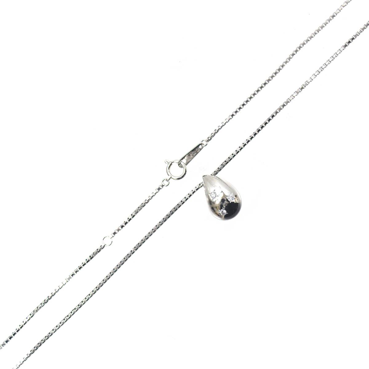 Rakuten - 【中古】 MIKIMOTO ミキモト K18WG 18金ホワイトゴールド ペンダントトップ D0.063ct刻印 / Pt850 ベネチアンネックレス 首周り45cm IS 美品 Sランク