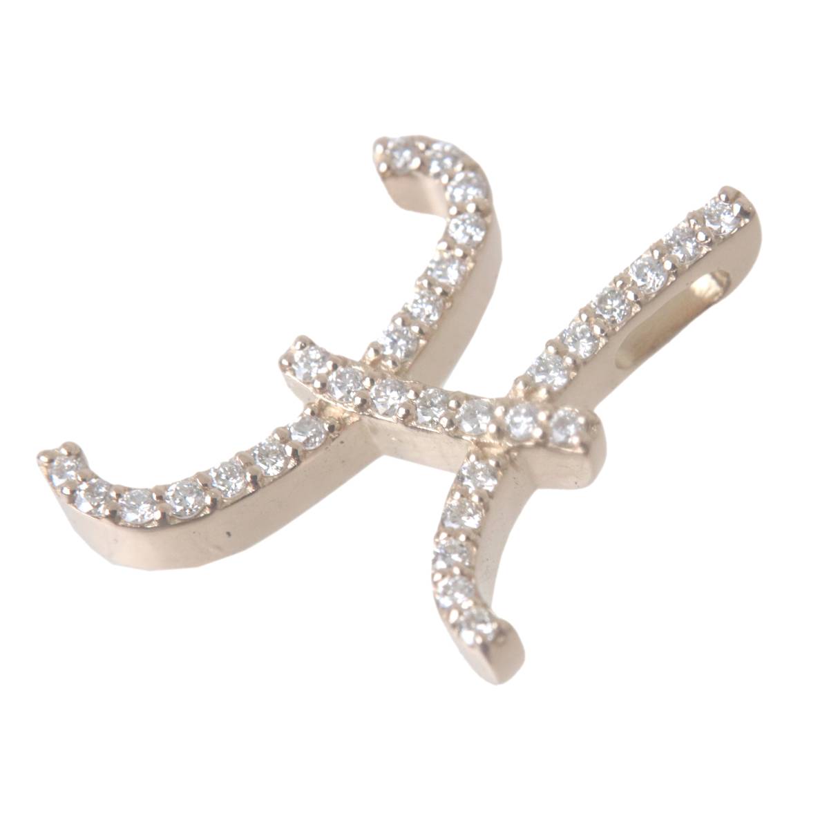 Rakuten - 【中古】 K18PG ピンクゴールド ダイヤモンド H イニシャル モチーフ デザイン ペンダント トップ 0.17ct 2.0g KA 磨き仕上げ品 Aランク