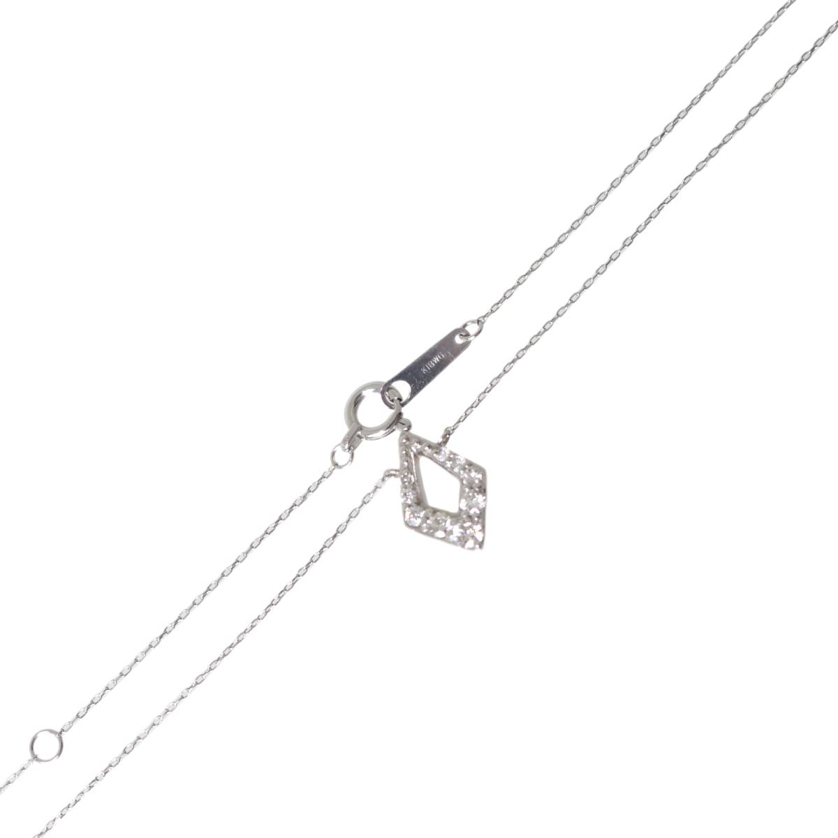 Rakuten - 【中古】 K18WG ホワイトゴールド ひし形 ダイヤ ペンダント ネックレス 40.5cm 0.20ct 1.5g KA Bランク