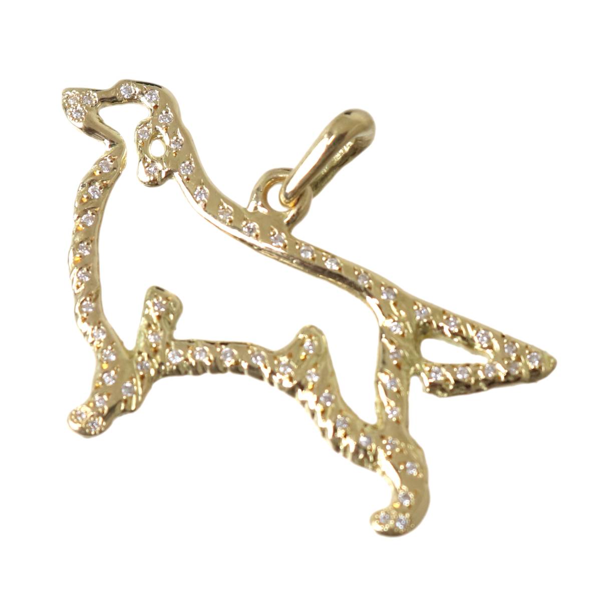 Rakuten - 【中古】 K18 ゴールド ダイヤモンド 犬 モチーフ ペンダント トップ 0.16ct 3.9g KA Bランク