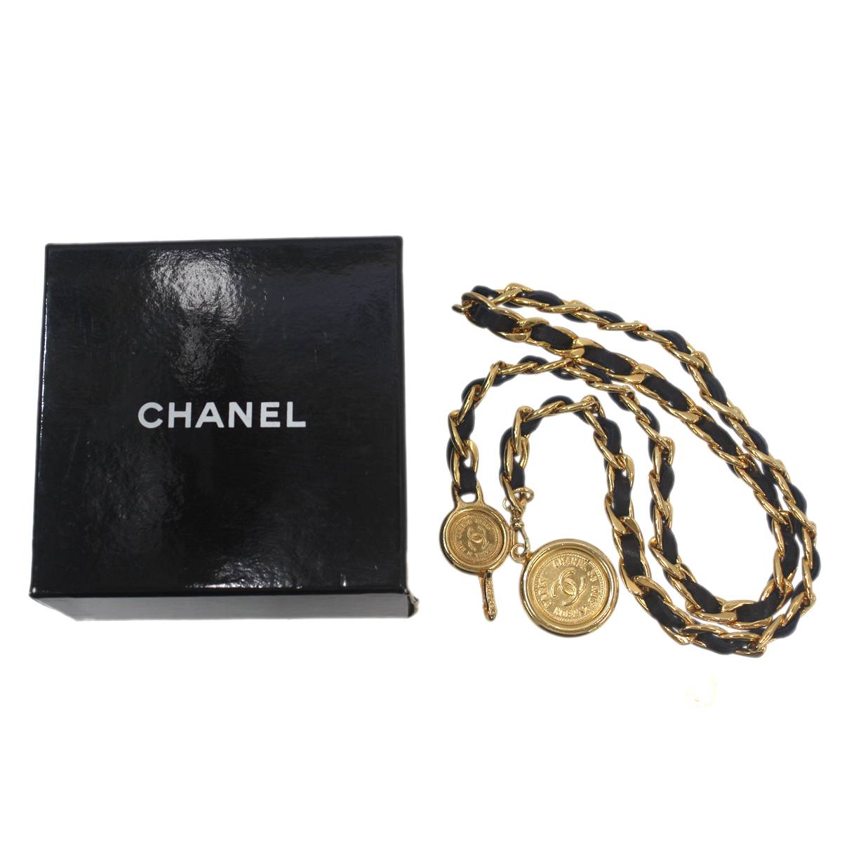 【中古】 CHANEL /シャネル ココマーク チェーンベルト ビンテージ ゴールドメッキ×レザー ココマーク レディース KS-no ABランク