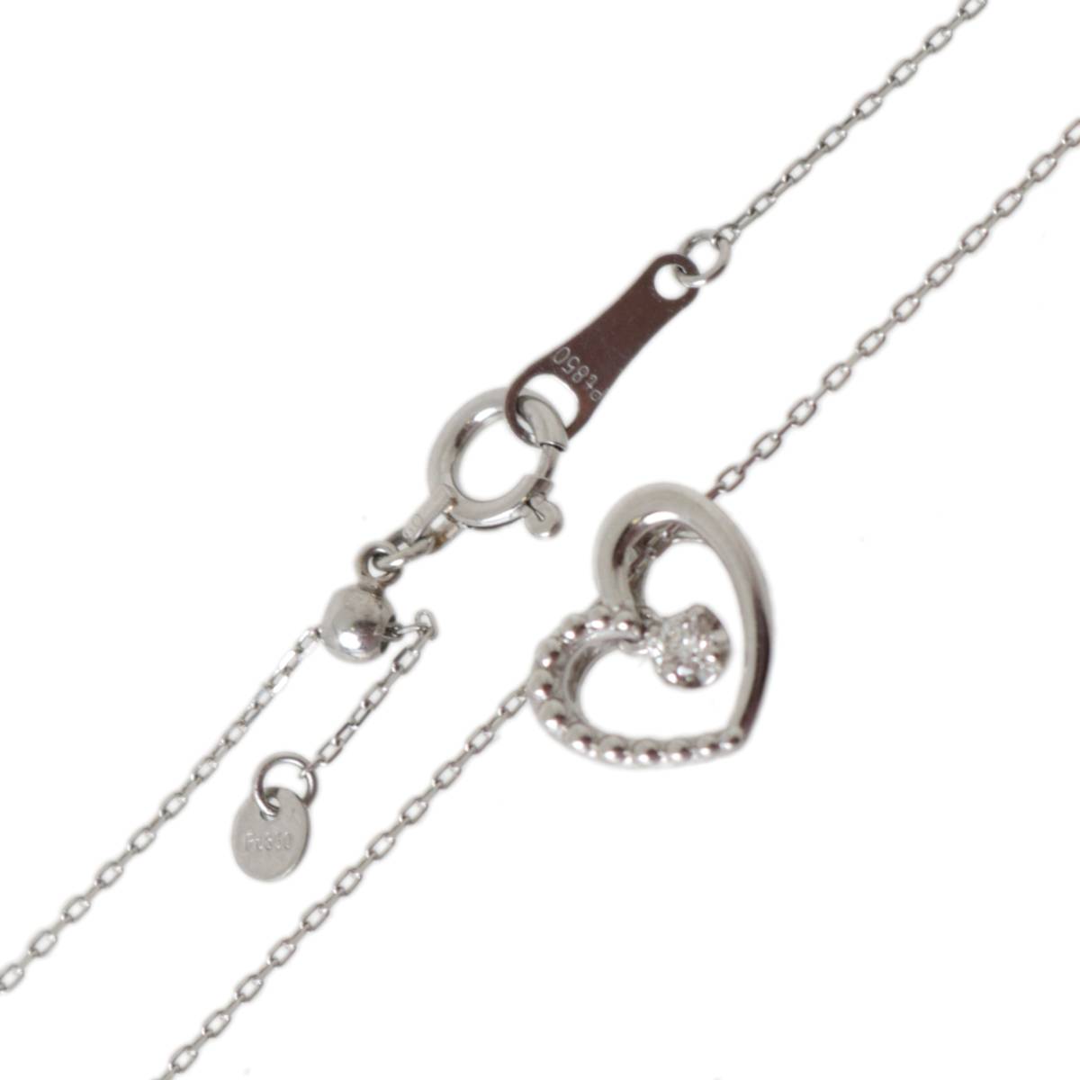 Rakuten - 【中古】 festaria bijou SOPHIA ハート 1Pダイヤ 0.03ct ペンダントネックレス Pt900 Pt850 プラチナ 最大約45cm 約1.8g NT 美品 ABランク