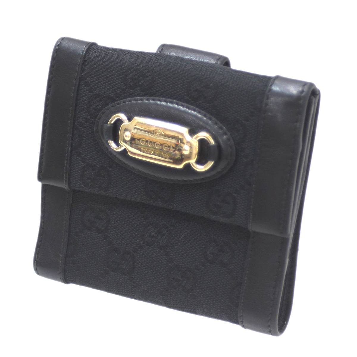 【中古】 GUCCI/グッチ 二つ折り財布 GGキャンパス ブラック NO Bランク