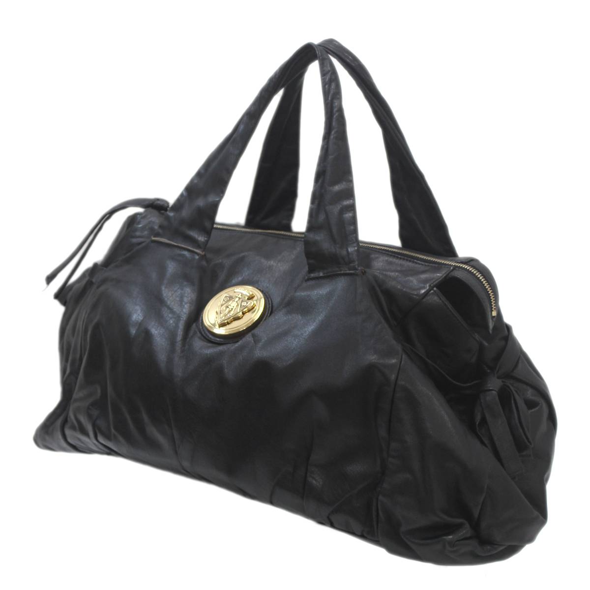 【中古】 GUCCI / グッチ ハンドバッグ トートバッグ ヒストリアロゴ ブラック 197021 レザー NO Bランク