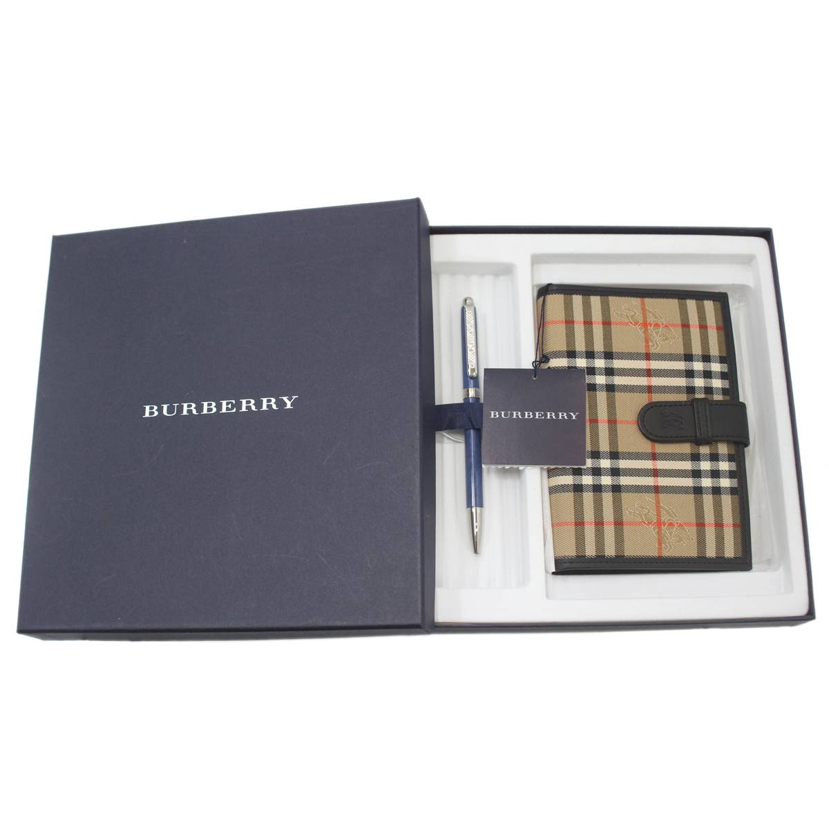 【中古】 BURBERRY / バーバリー アジェンダ・ボールペンセット ぺんてる ノバチェック NO 美品 ABランク