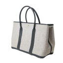 【中古】 HERMES / エルメス ガーデンパーティーPM初期型 トートバッグ トワルアッシュ・レザー グレー NO Bランク