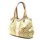 【中古】 【訳あり】 COACH/コーチ トートバッグ シグネチャー F28503 ライトカーキ×ピンク FS-no