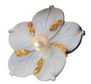 【中古】 梅の花モチーフ パール シェルブローチ ペンダントトップ 和装小物 K18YG/18金イエローゴールド×天然シェル7×6.7(cm)×南洋真珠14.0...