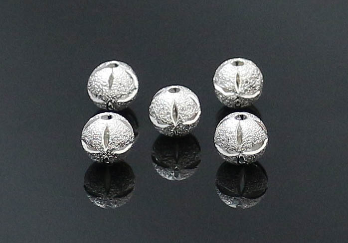 (6個入)anb-a-08si穴彫りビーズ-シルバー色(8mm)/アクセサリーパーツ】パーツ メタル バラ売りメール便発送可