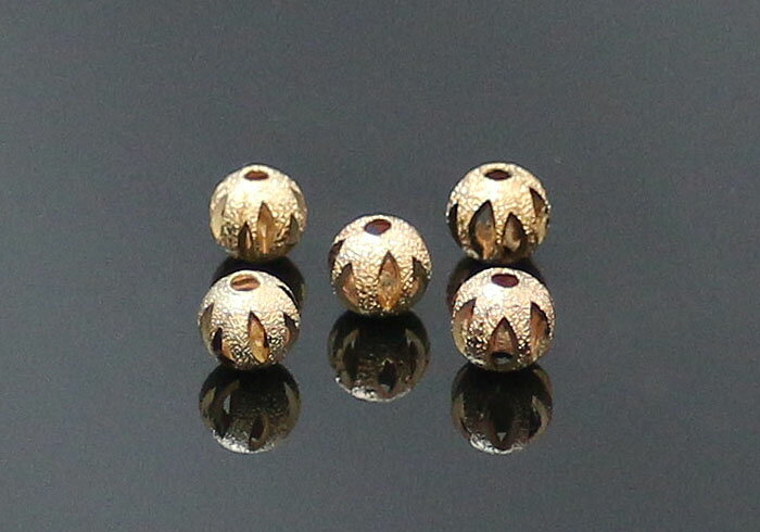 (6個入)anb-b-08BR穴彫りビーズ-ピングゴールド色(8mm)仕様1パーツ メタル バラ売りメール便発送可
