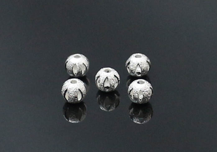 (6個入)anb-c-06si穴彫りビーズ-シルバー色（6mm）/アクセサリーパーツ】パーツ メタル バラ売りメール便発送可