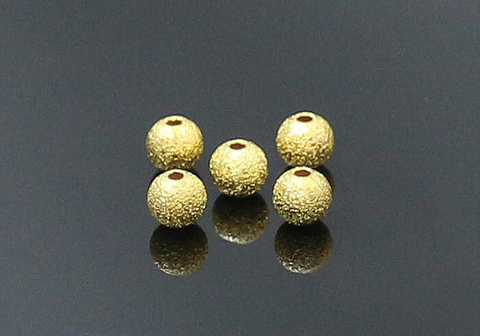 6個入 sim-04gつや消しビーズ-ゴールド色(4mm)/アクセサリーパーツパーツ メタル バラ売りメール便発送可