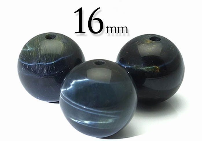 【粒売】ブルータイガーアイ（天然）16mm丸玉-南アフリカ産【メール便発送可・ばら売り・卸価格】