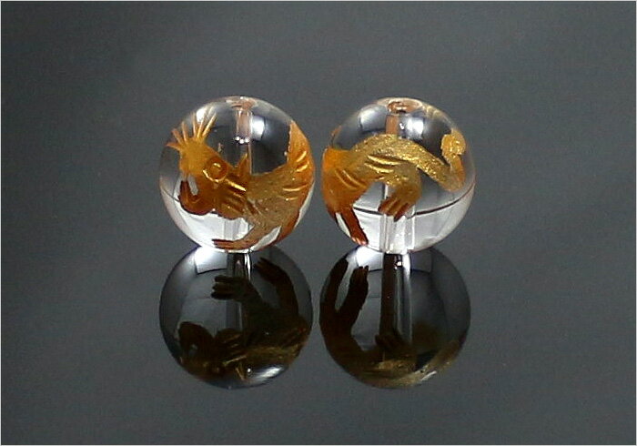 【粒売】水晶四神ビーズ(金彫り)/白虎12mm...の紹介画像3