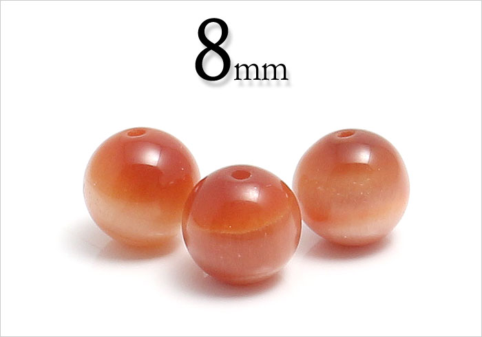 Rakuten - 【粒売】オレンジタイガーアイ08mm丸玉-南アフリカ産【メール便発送可・ばら売り・卸価格】
