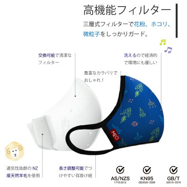 【緊急入荷即納可】MEOマスク Lite 子供用使い捨てない洗えるマスク PM2.5 花粉 ウイルス対策 ニュージーランド製 交換用フィルター付き　4/23までポイント10倍