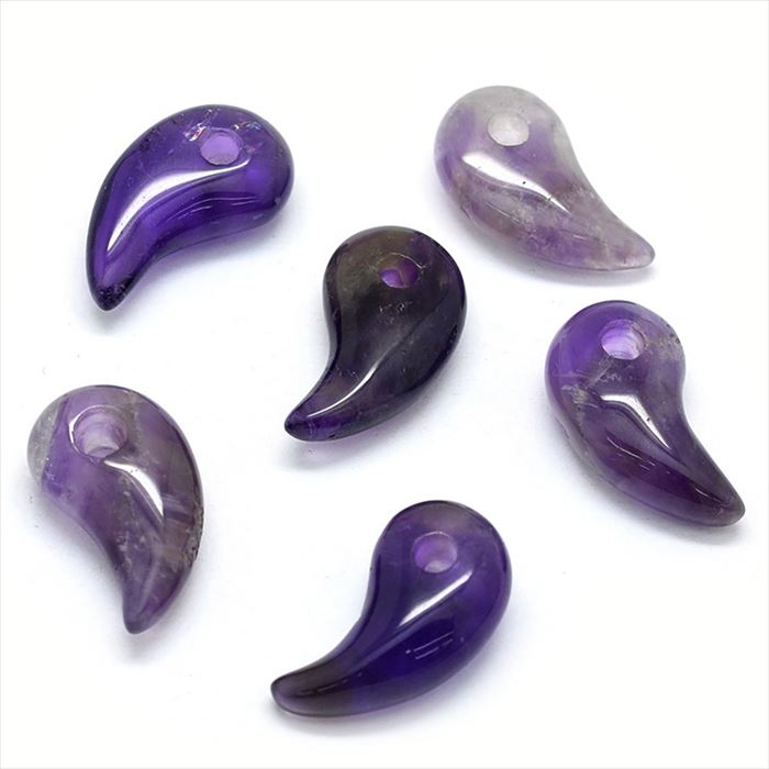 天然石 パワーストーン 勾玉 アメジスト 厄除け 開運 お守り 曲玉 約23mm