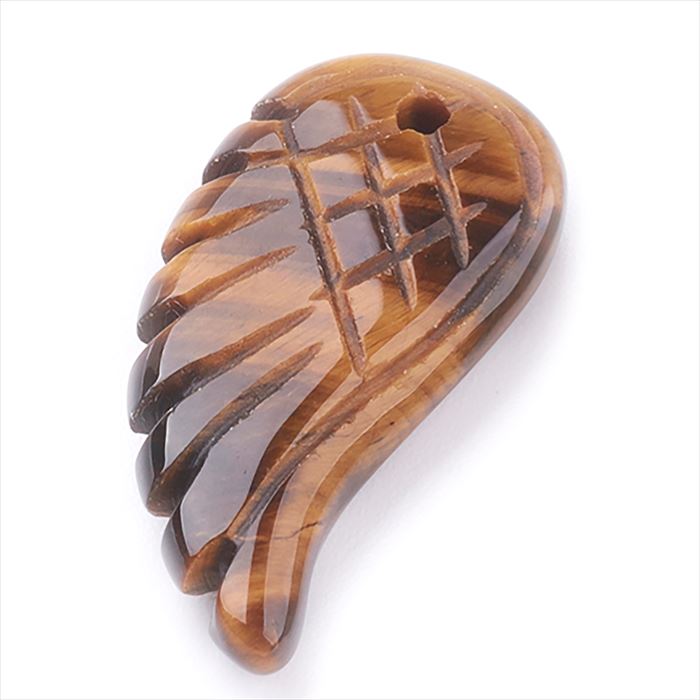 天然石 パワーストーン 天使の羽 翼 フェザー パーツ タイガーアイ 彫刻パーツ アクセサリー ペンダント