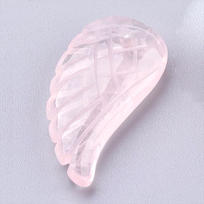 天然石 パワーストーン 天使の羽 翼 フェザー パーツ ローズクォーツ 彫刻パーツ アクセサリー ペンダント